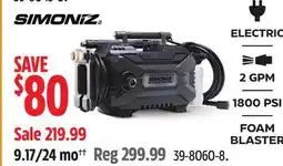 Canadian Tire SIMONIZ ELECTRIC 2 GPM 1800 PSI FOAM BLASTER offer