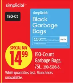 Canadian Tire 150-Count Garbage Bags offer