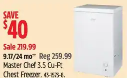 Canadian Tire Master Chef 3.5 Cu-Ft Chest Freezer offer