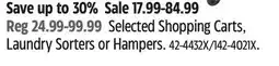 Canadian Tire Selected Shopping Carts, Laundry Sorters or Hampers offer