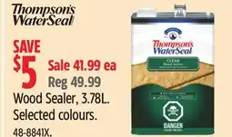 Canadian Tire Thompson's Wood Sealer, 3.78L. Selected colours offer