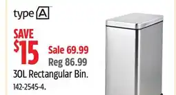Canadian Tire Type A 30L Rectangular Bin offer