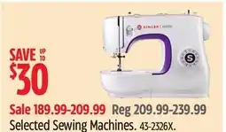 Canadian Tire Selected Sewing Machines offer