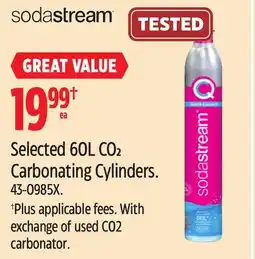 Canadian Tire Sodastream Selected 60L CO2 Carbonating Cylinders offer