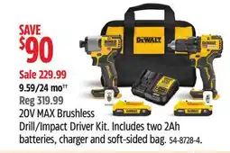 Canadian Tire DEWALT 20V MAX Brushless Drill/Impact Driver Kit offer