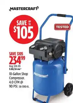 Canadian Tire Mastercraft 10-Gallon Shop Compressor. 4.0 CFM offer