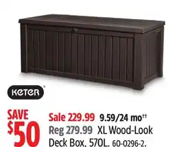 Canadian Tire XL Wood-Look Deck Box, 570L offer