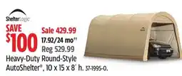Canadian Tire ShelterLogic Heavy-Duty Round-Style AutoShelter , 10 x 15 x 8´ h offer