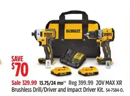Canadian Tire Dewalt 20V MAX XR Brushless Drill/Driver and Impact Driver Kit offer