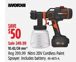 Canadian Tire Worx Nitro 20V Cordless Paint Sprayer. Includes battery offer