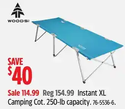 Canadian Tire Instant XL Camping Cot. 250-lb capacity offer