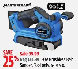 Canadian Tire MASTERCRAFT 20V Brushless Belt Sander. Tool only offer