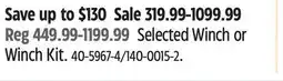Canadian Tire Champion Selected Winch or Winch Kit offer