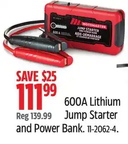Canadian Tire MotoMaster 600A Lithium Jump Starter and Power Bank offer