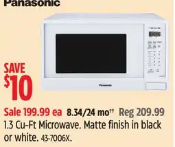 Canadian Tire Panasonic Matte finish in black or white offer