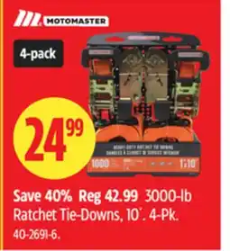 Canadian Tire MotoMaster 3000-lb Ratchet Tie-Downs, 10´. 4-Pk offer