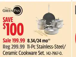 Canadian Tire Greenpan 11-Pc Stainless-Steel/ Ceramic Cookware Set offer