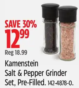 Canadian Tire Kamenstein Glass Salt & Pepper Grinder Mill Set, Pre-Filled offer