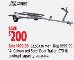 Canadian Tire Stirling 14´ Galvanized Steel Boat Trailer offer