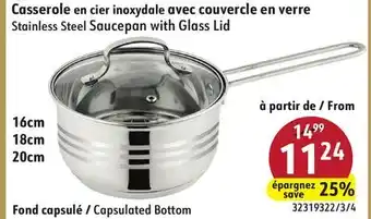 Sushi Shop Stainless Steel Saucepan with Glass Lid offer