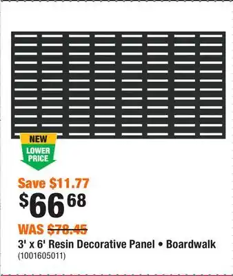 Home Depot 3' x 6' Resin Decorative Panel • Boardwalk offer