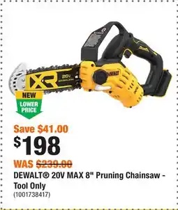 Home Depot DEWALT 20V MAX 8 Pruning Chainsaw - Tool Only offer