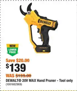 Home Depot DEWALT 20V MAX Hand Pruner - Tool only offer