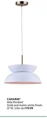 Home Hardware Mila Pendant Gold and matte white finish offer