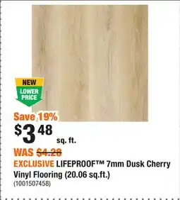 Home Depot EXCLUSIVE LIFEPROOF 7mm Dusk Cherry Vinyl Flooring (20.06 sq.ft.) offer