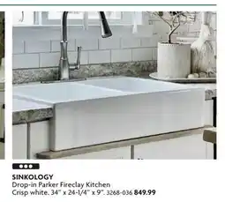 Home Hardware Drop-in Parker Fireclay Kitchen Crisp white offer
