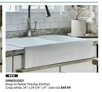 Home Hardware Drop-in Parker Fireclay Kitchen Crisp white offer
