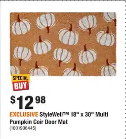 Home Depot EXCLUSIVE StyleWell 18 x 30 Multi Pumpkin Coir Door Mat offer