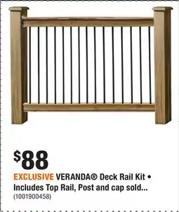 Home Depot EXCLUSIVE VERANDA Deck Rail Kit • Includes Top Rail, Post and cap sold separately offer