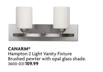 Home Hardware Hampton 2 Light Vanity Fixture offer