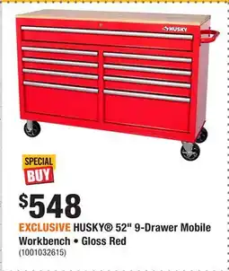 Home Depot EXCLUSIVE HUSKY 52 9-Drawer Mobile Workbench • Gloss Red offer