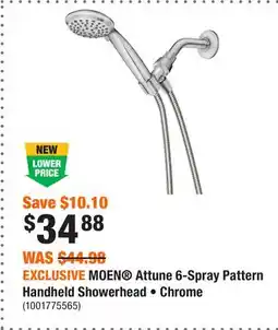 Home Depot EXCLUSIVE MOEN Attune 6-Spray Pattern Handheld Showerhead • Chrome offer