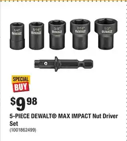 Home Depot 5-PIECE DEWALT MAX IMPACT Nut Driver Set offer