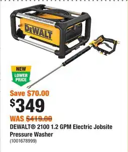Home Depot DEWALT 2100 1.2 GPM Electric Jobsite Pressure Washer offer