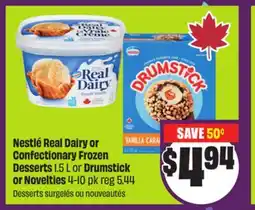 Chalo FreshCo Nestlé Real Dairy or Confectionary Frozen Desserts 1.5 L or Drumstick or Novelties 4-10 pk offer