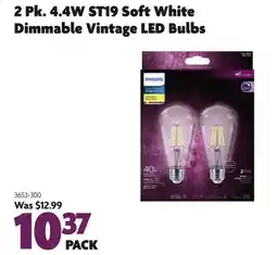 Home Hardware 2 Pk. 4.4W ST19 Soft White Dimmable Vintage LED Bulbs offer