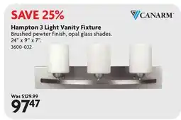 Home Hardware Hampton 3 Light Vanity Fixture offer