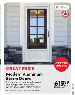 Home Hardware Modern Aluminum Storm Doors offer