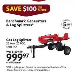 Home Hardware Gas Log Splitter offer