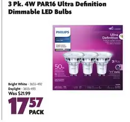 Home Hardware PHILIPS 3 Pk. 4W PAR16 Ultra Definition Dimmable LED Bulbs offer