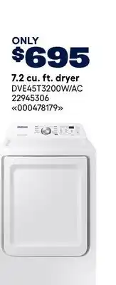 RONA SAMSUNG 7.2 cu. ft. dryer offer