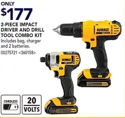 RONA DEWALT 2-PIECE IMPACT DRIVER AND DRILL TOOL COMBO KIT offer