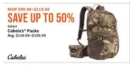 Cabela's Select Cabela's Packs offer