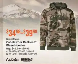 Cabela's Men's Cabela's or RedHead Blaze Hoodies offer