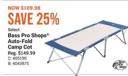 Cabela's Bass Pro Shops Auto-Fold Camp Cot offer