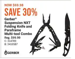 Cabela's Gerber Suspension NXT Folding Knife and Paraframe Multi-tool Combo offer